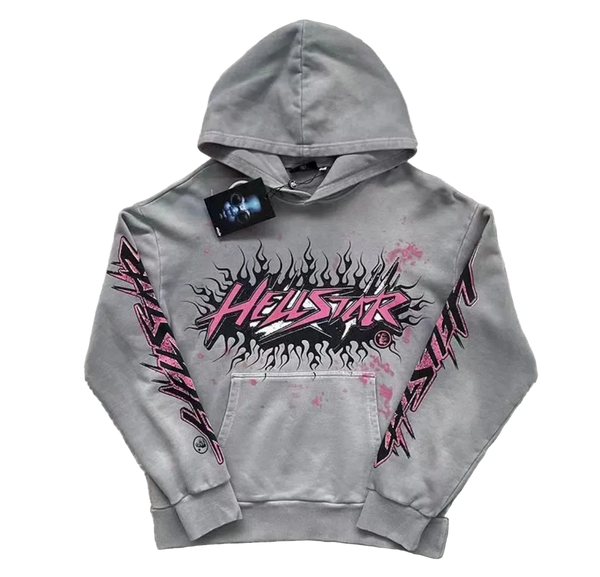 HellStar Grey and pink Hoodie