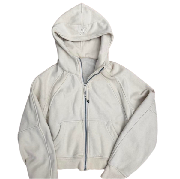 Lulu White Full Zip Scuba hoodie