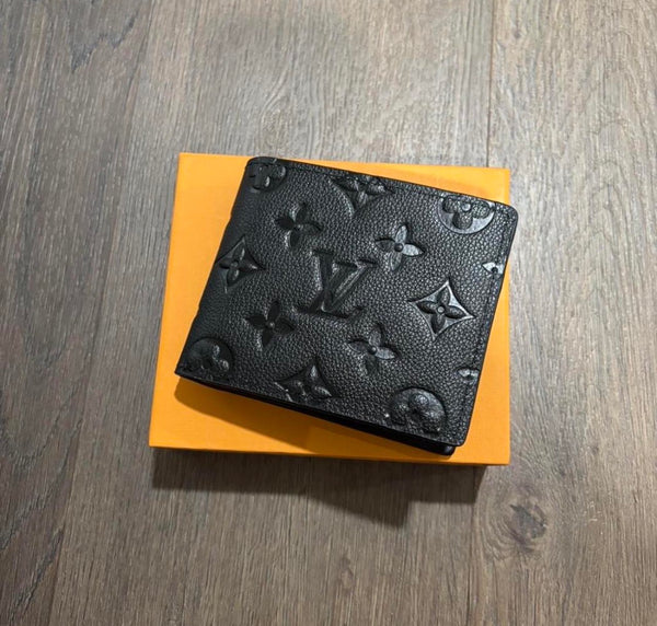 Black engraved LV wallet